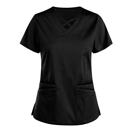 Tops de Mujer Uniforme de Trabajo Uniforme Estampado Camisa de Manga Corta Blusa con Cuello en V, St. Patrick's Day Trabajo Enfermera Médicas Bolsillo Uniforme SPA Salón de Belleza Ropa