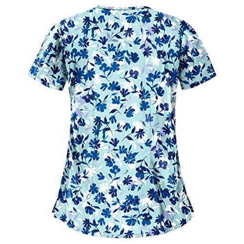 Tops de Mujer Uniforme de Trabajo Uniforme Estampado Camisa de Manga Corta Blusa con Cuello en V, St. Patrick's Day Trabajo Enfermera Médicas Bolsillo Uniforme SPA Salón de Belleza Ropa