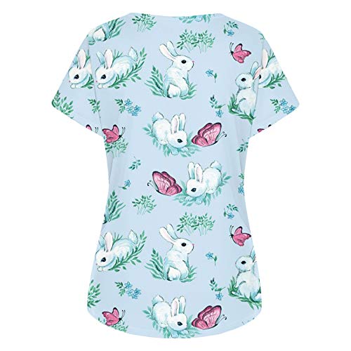 Tops de Mujer Uniforme de Trabajo Uniforme Estampado Camisa de Manga Corta Blusa con Cuello en V, St. Patrick's Day Trabajo Enfermera Médicas Bolsillo Uniforme SPA Salón de Belleza Ropa