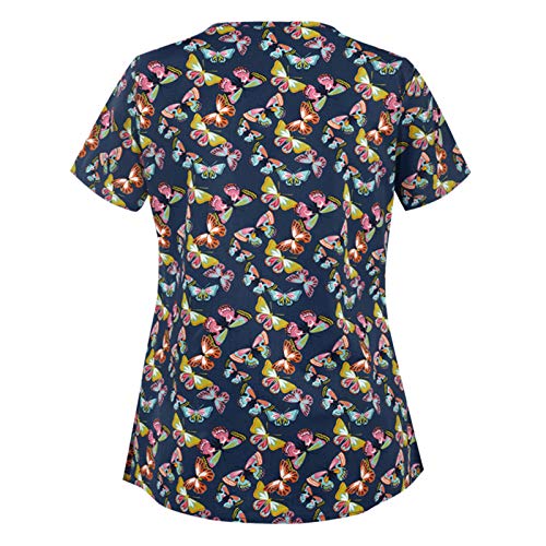 Tops de Mujer Uniforme de Trabajo Uniforme Estampado Camisa de Manga Corta Blusa con Cuello en V, St. Patrick's Day Trabajo Enfermera Médicas Bolsillo Uniforme SPA Salón de Belleza Ropa