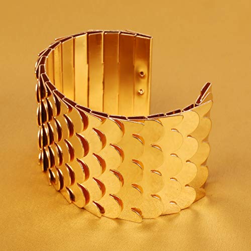 Touchstone New Indian Bollywood Fashion Finely Handcrafted Beaten Coins Dramatic Look Designer Jewelry Slip In Easy To Wear Cuff Bracelet In Gold Tone for Women.