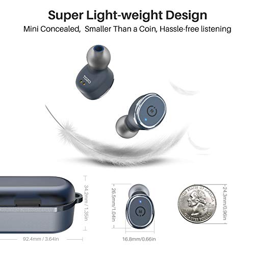 TOZO T10 Auriculares Bluetooth TWS IPX8 Impermeable Bluetooth 5.0 Auriculares In Ear con estuche de carga y micrófono Integrado, Sonido Premium con Graves Profundos para Correr y Hacer Deporte Azul