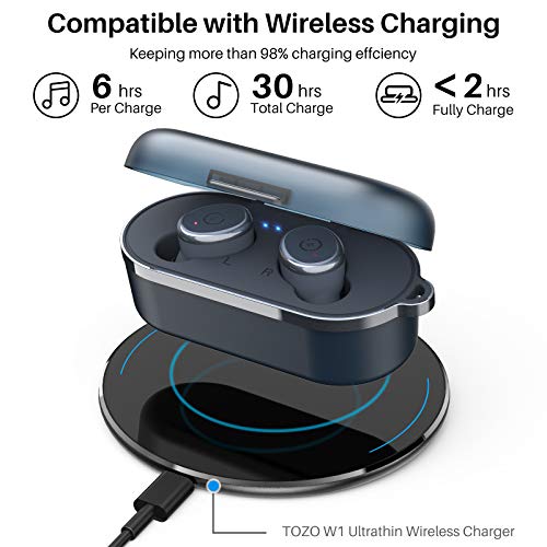 TOZO T10 Auriculares Bluetooth TWS IPX8 Impermeable Bluetooth 5.0 Auriculares In Ear con estuche de carga y micrófono Integrado, Sonido Premium con Graves Profundos para Correr y Hacer Deporte Azul
