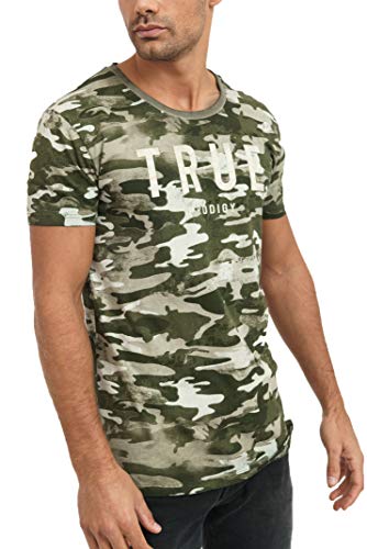 trueprodigy Casual Marca Camiseta para Hombre con impresión de Logotipo Militar Ropa Retro Vintage Rock Vestir Moda Cuello Redondo Manga Corta Slim fit Design t-Shirt, Colores:Khaki, Tamaño:XXL