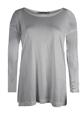 trueprodigy Casual Mujer Marca Camiseta Manga Larga Basico Ropa Retro Vintage Rock Vestir Moda Cuello Redondo Manga Larga Slim fit Designer Fashion Top Shirt, Colores:White, Tamaño:M