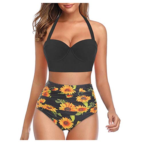 TUDUZ Bikinis Mujer Floral Top Traje De Baño Push Up Talle Alto Sujetador Tanga Braga Talla Grande S-5XL