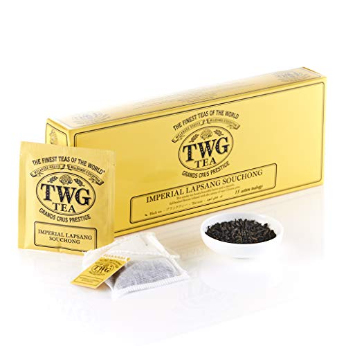 TWG Tea | Imperial Lapsang Souchong, té negro de origen en 15 bolsitas de algodón cosidas a mano en caja de regalo de 37,5 g