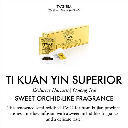 TWG Tea | Ti Kuan Yin Superior, té oolong de origen en 15 bolsitas de algodón cosidas a mano en caja de regalo de 37,5 g