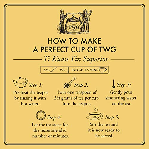 TWG Tea | Ti Kuan Yin Superior, té oolong de origen en 15 bolsitas de algodón cosidas a mano en caja de regalo de 37,5 g
