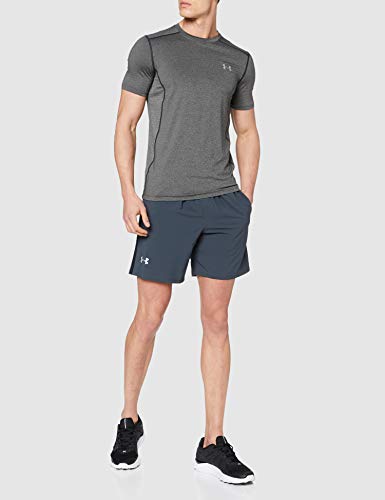 Under Armour Raid Camiseta Masculina, Camiseta Transpirable, Ajustada Camiseta Deportiva de Manga Corta y de Secado rápido, Carbon Heather/Carbon Heather/Steel (090), MD