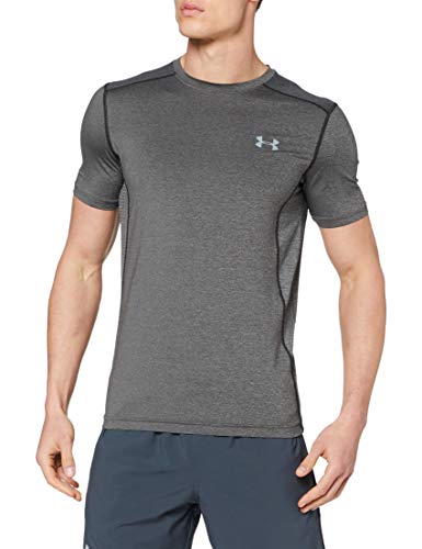 Under Armour Raid Camiseta Masculina, Camiseta Transpirable, Ajustada Camiseta Deportiva de Manga Corta y de Secado rápido, Carbon Heather/Carbon Heather/Steel (090), MD