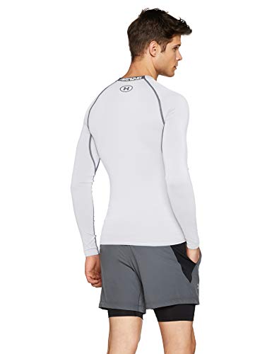 Under Armour UA Heatgear Long Sleeve Camiseta de Manga Larga, Hombre, Blanco (White/Graphite), M