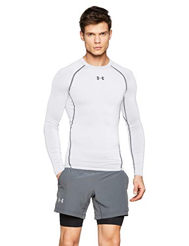 Under Armour UA Heatgear Long Sleeve Camiseta de Manga Larga, Hombre, Blanco (White/Graphite), M