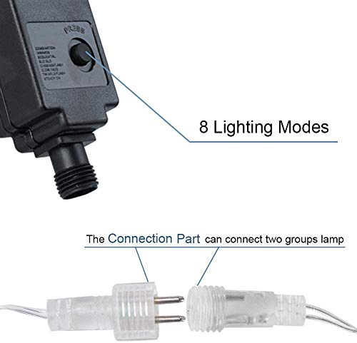 Uping Cadena de Luces, Guirnalda Luminosa 300 LED, 8 Modos de Luz con Conector, para Jardines, Casas, Boda, Navidad (Blanco Cálido)