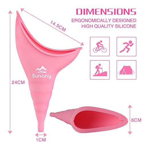 Urinario Femenino Dispositivo, Portátil Orinal Femenino Embudo De Silicona para Mujeres De Pie para Orinar, Reutilizable Urinario Mujer,Adecuado para Actividades Al Aire Libre,Camping,Viajes(Rosado)