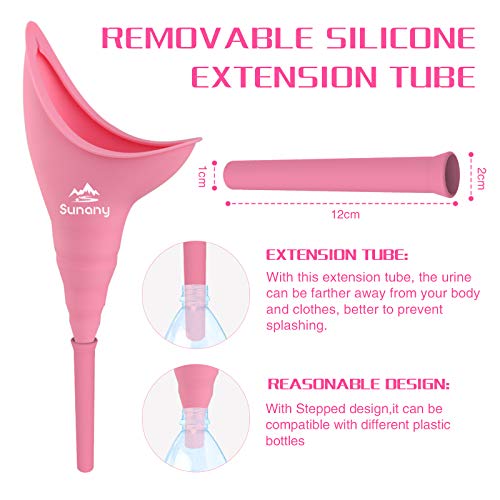 Urinario Femenino Dispositivo, Portátil Orinal Femenino Embudo De Silicona para Mujeres De Pie para Orinar, Reutilizable Urinario Mujer,Adecuado para Actividades Al Aire Libre,Camping,Viajes(Rosado)