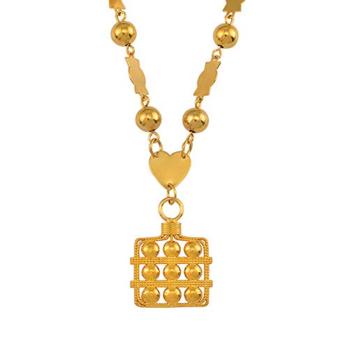 VAWAA Colgante Marshall Oro Color Cuentas Collares para Las Mujeres Redondo Bolas Cadenas joyería Guam Isla Micronesia 60m por 6mm Perlas