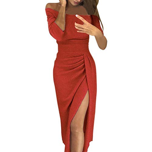 Vectry Vestido De Fiesta Lentejuelas Vestidos para Comunion Mujer Vestidos Largos Lentejuelas Vestidos Casual De Mujer Vestidos Elegantes Vestidos De Coctel(Rojo1,M)
