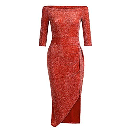 Vectry Vestido De Fiesta Lentejuelas Vestidos para Comunion Mujer Vestidos Largos Lentejuelas Vestidos Casual De Mujer Vestidos Elegantes Vestidos De Coctel(Rojo1,M)