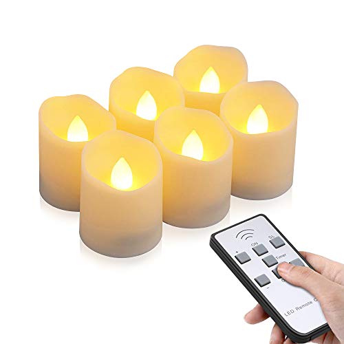 Velas LED sin Llama, otumixx Pack de 6 Velas LED Sin Fuego con Mando a Distancia y Temporizador, Velas Eléctricas con Baterías para Bodas, Cumpleaños, Fiestas, Navidad, Halloween