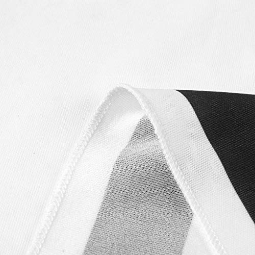 VEMOW Faldas de Las Mujeres Las Mujeres Vestido Blusas de la Manga de la Raya Vestido Ocasional Las Mujeres Cuello Redondo Vestido Midi Vestidos de Fiesta(Blanco,XL)