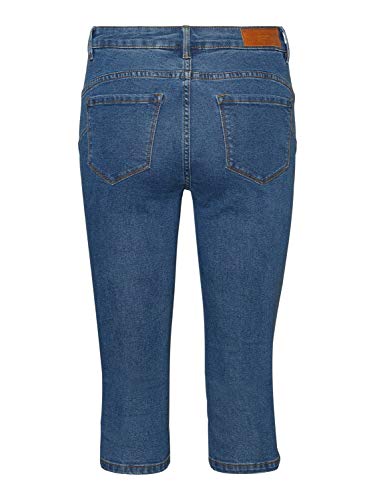 Vero Moda VMHOT Seven NW DNM Slit Knicker Color Jeans, Medio De Mezclilla Azul, S para Mujer