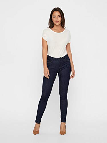 Vero Moda Vmseven NW S Shape Up Jeans Vi500 Noos Pantalones Vaqueros Delgados, Azul (Dark Blue Denim), 38 /L30 (Talla del Fabricante: Medium) para Mujer