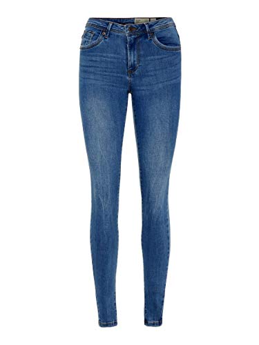 VERO MODA Vmtanya Mr S Piping Jeans Vi349 Noos Vaqueros skinny, Azul (Medium Blue Denim Medium Blue Denim), L / 32L