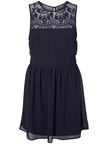 Vero Moda VMVANESSA SL Short Dress WVN RPT Vestido, Azul Oscuro, M para Mujer