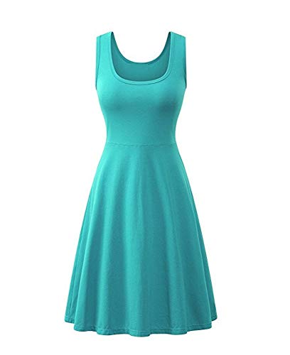 Vestido BáSico Sin Mangas De AlgodóN con Cuello Redondo De AlgodóN para Mujer De Verano