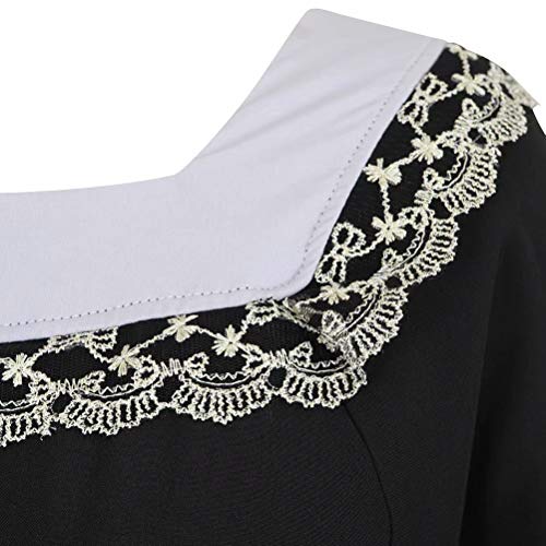 Vestido Medieval Renacimiento Mujer Vintage Victoriano gotico con Manga Larga de Llamarada Disfraz Princesa Negro M