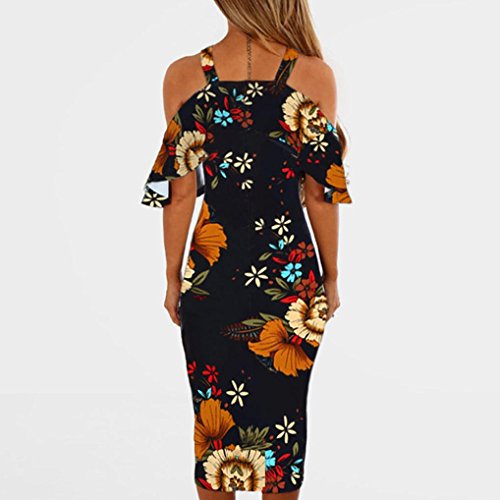 Vestidos de Mujer, ASHOP Vestido Verano 2018 Sin Mangas Casual Ajustados T-Shirt Vestido Coctel Fiesta Largo Dress Estampado Floral Boho Playa Falda Elegantes en Oferta Baratos (S, Negro)