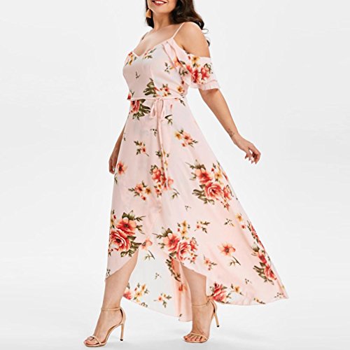 Vestidos de Mujer, ASHOP Vestido Verano 2019 Hombro frío Casual Ajustados T-Shirt Vestido Coctel Fiesta Largo Dress Estampado de Flores Playa Falda Elegantes en Oferta Baratos (XXXXL, Rosado)