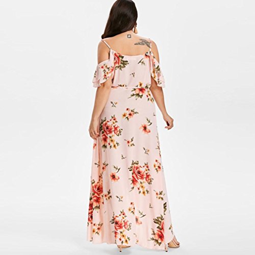 Vestidos de Mujer, ASHOP Vestido Verano 2019 Hombro frío Casual Ajustados T-Shirt Vestido Coctel Fiesta Largo Dress Estampado de Flores Playa Falda Elegantes en Oferta Baratos (XXXXL, Rosado)