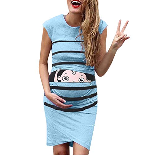 Vestidos sin Mangas de Mujer Ropa premamá Vestido de Maternidad Moda Estampado Baby Falda Larga Mujeres Embarazadas Suelto Casuales Woman Dress Verano MMUEJRY