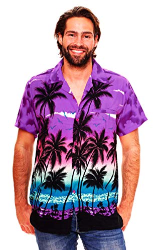 V.H.O. Funky Camisa Hawaiana, Beach, Morado, 3XL