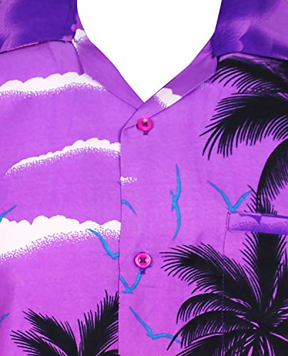 V.H.O. Funky Camisa Hawaiana, Beach, Morado, 3XL