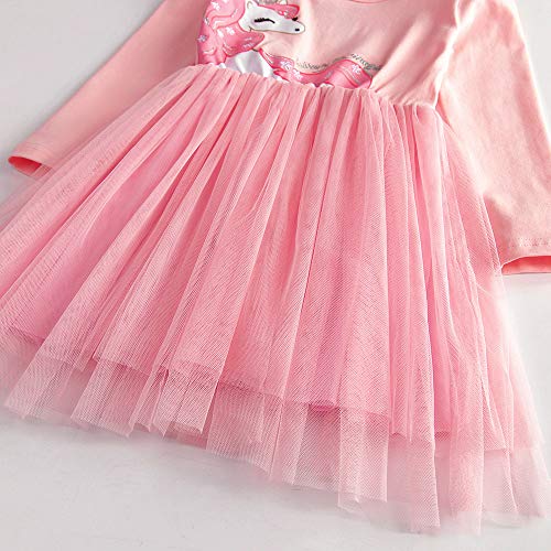 VIKITA Vestido Invierno Manga Larga Tul Algodón Bordado Unicornio para Niñas LH4579 3T
