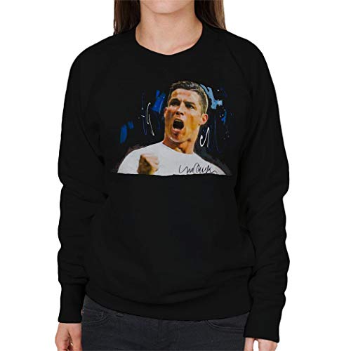 VINTRO Cristiano Ronaldo - Sudadera para mujer, diseño de Cristiano Ronaldo Negro negro azabache M