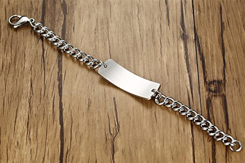 VNOX Acero Inoxidable Alerta Medica Caduceo Personalizado Etiqueta de Identificacion Referencia Pulsera para Hombres Mujeres,Grabado Libre
