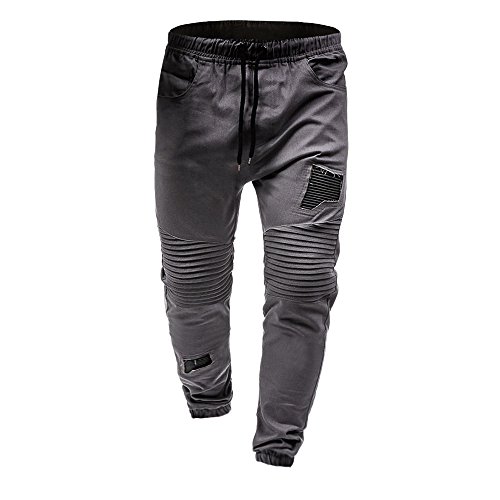 VPASS Pantalones para Hombre,Cintura Ajustable por Cordón y Bolsillos Pantalones Moda Pop Casuales Chándal de Hombres Jogging Pants Trend Largo Pantalones