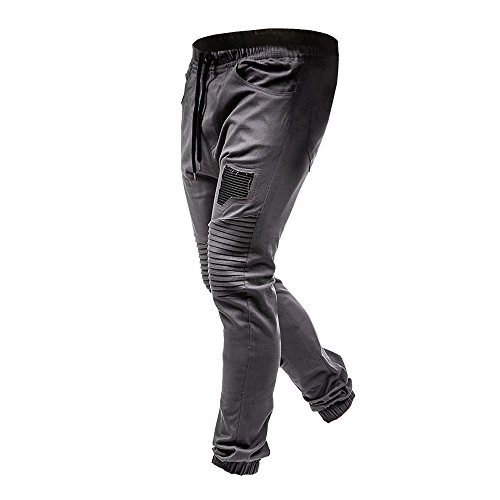 VPASS Pantalones para Hombre,Cintura Ajustable por Cordón y Bolsillos Pantalones Moda Pop Casuales Chándal de Hombres Jogging Pants Trend Largo Pantalones