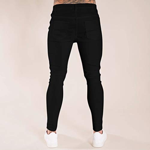 VPASS Pantalones Vaqueros para Hombre, Pantalones Casuales Moda Jeans Rotos Trend Largo Pantalones Pants Skinny Pantalon Fitness Jeans Slim Fit Largos Pantalones Ropa de Hombre