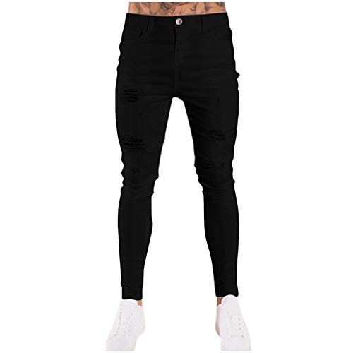 VPASS Pantalones Vaqueros para Hombre, Pantalones Casuales Moda Jeans Rotos Trend Largo Pantalones Pants Skinny Pantalon Fitness Jeans Slim Fit Largos Pantalones Ropa de Hombre