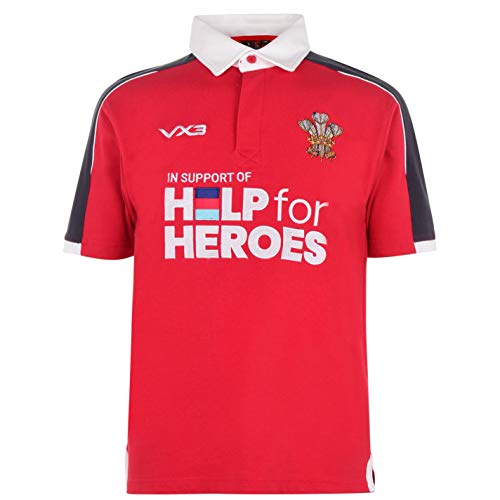 VX-3 Help 4 Heroes Wales - Camiseta Deportiva de Manga Corta para Hombre Rojo L