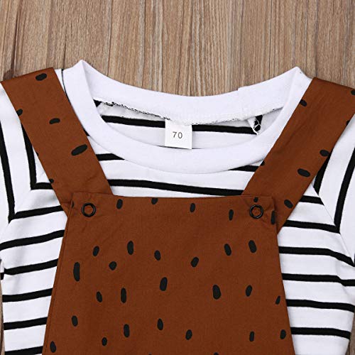 WangsCanis Conjunto de ropa de bebé unisex de 2 piezas, camiseta de manga larga a rayas + pelele con estampado de oso, 0 – 3 años Orso Marrone 0-6 Meses