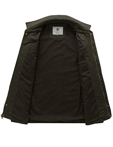 WenVen Chaqueta Clásica al Aire Libre Chaqueta Cuello Solapa Sahariana Cazadora Ligera Entretiempo Chaqueta Otoño Militar Hombres Verde Militar Large