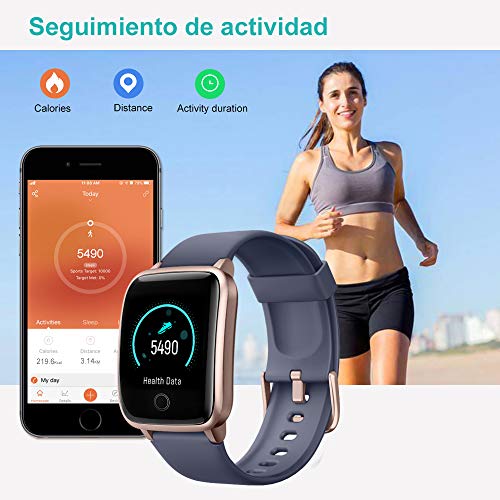 Willful Smartwatch,Pantalla de 1,3 Pulgadas Reloj Inteligente Impermeable IP68 con Pulsómetros para Mujer Hombre, Pulsera de Actividad Inteligente con Monitor de Sueño Contador de Caloría Cronógrafo