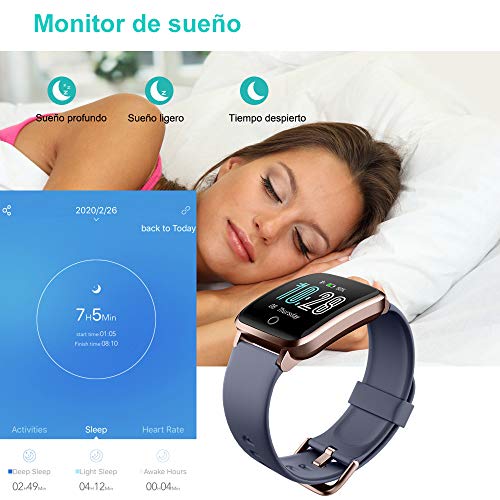 Willful Smartwatch,Pantalla de 1,3 Pulgadas Reloj Inteligente Impermeable IP68 con Pulsómetros para Mujer Hombre, Pulsera de Actividad Inteligente con Monitor de Sueño Contador de Caloría Cronógrafo