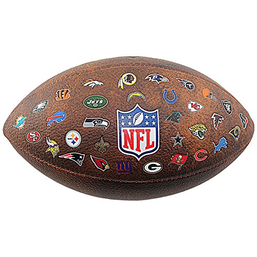 Wilson WTF1758XBNF32 Pelota de fútbol Americano JR Throwback 32 Team Logo con los Logos de la NFL, para niños y Adolescentes, Marrón, Talla Única